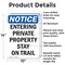 Signmission Entering Private Property Stay On Trail OSHA Notice Sign, Aluminum, 10in W x 14in L, 2PK OS-2PACK-NS-A-1014-V-12091 - alternate 3